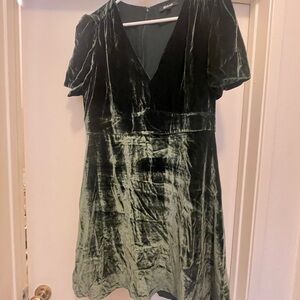 Madewell Velvet Mini Dress in Deep Green